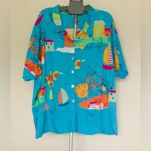Paradiso Collection Hawaiian floral women button-up shirt Size 3X